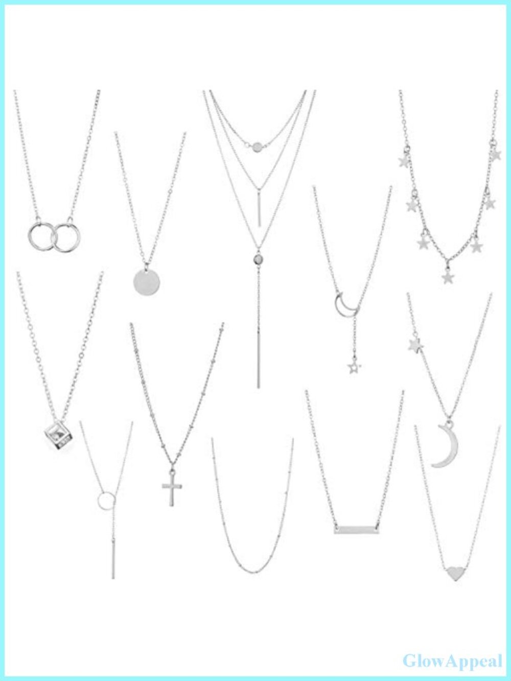 12Pc Layered Choker Necklace Set Gold Multilayer Chain Women